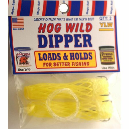 MAGIC CATFISH BAIT Hogwild Dipper Worm, Yellow, 2PK BDW55